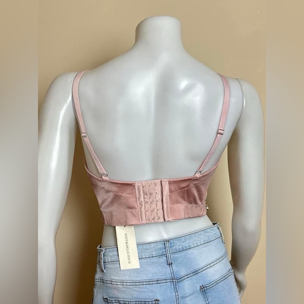 New with tags - Hot & Delicious- Pink, Rhinestone Studded Bustier. Medium/Large. - Picture 5 of 7